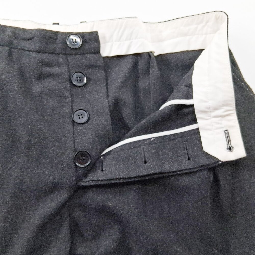 Umit Unal Pants Gray Wool Drop Crotch Trousers Slouchy Cropped Avant Garde Sz XL - Picture 7 of 16